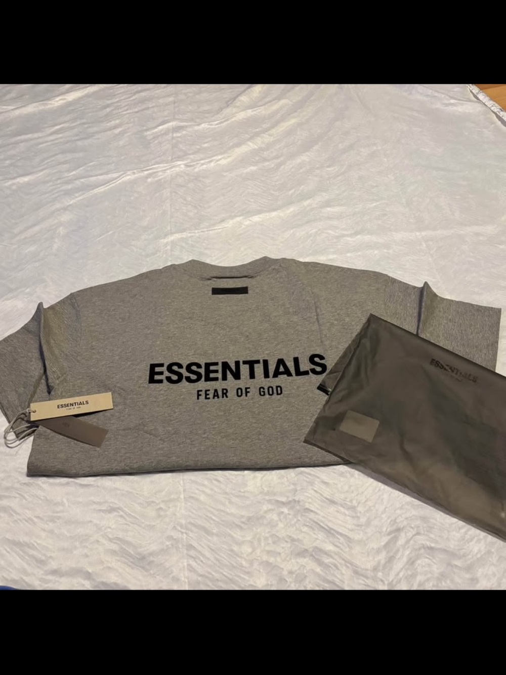 Fear of God ESSENTIALS Crewneck Sweatshirt - Heather Gray with Black Logo